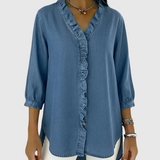 Lucía | Laza denim blúz V-nyakkal